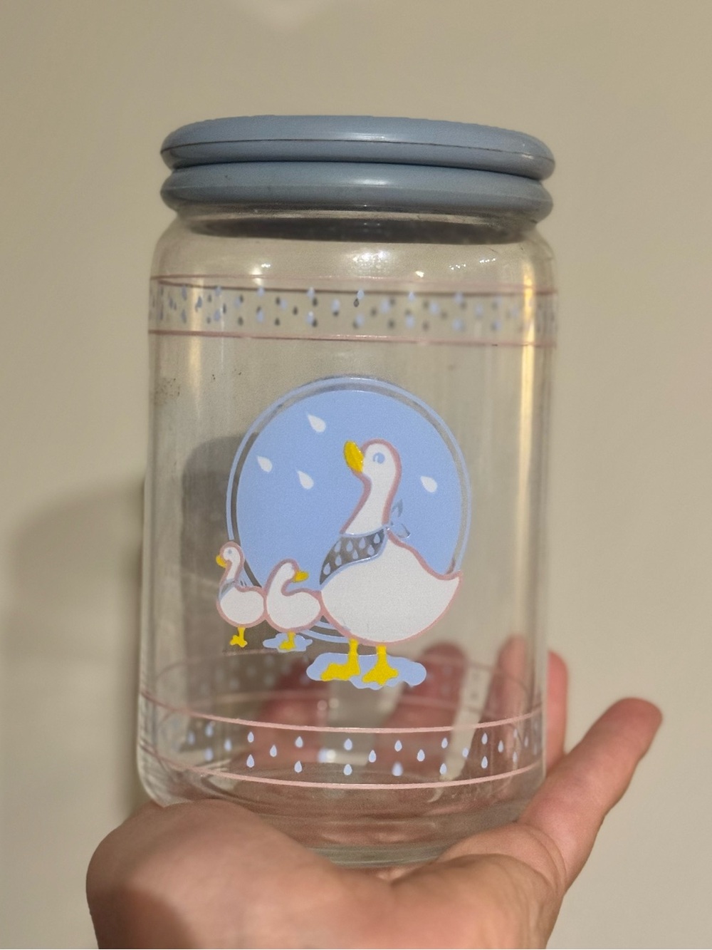 Vintage cottage core mother goose glass 6” canister